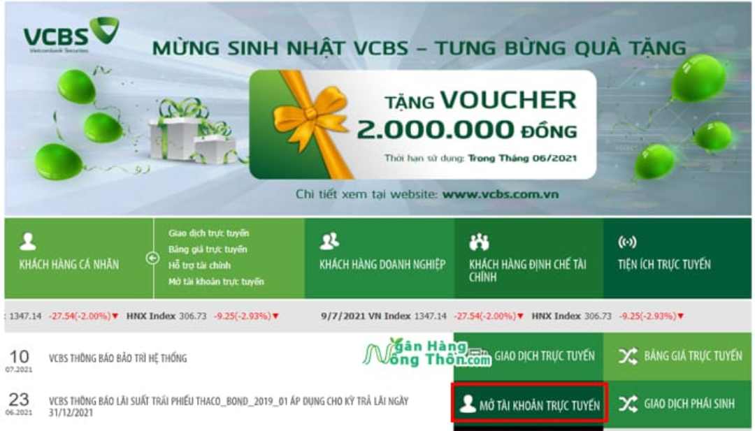 Trang chủ chính thức của công ty chứng khoán Vietcombank