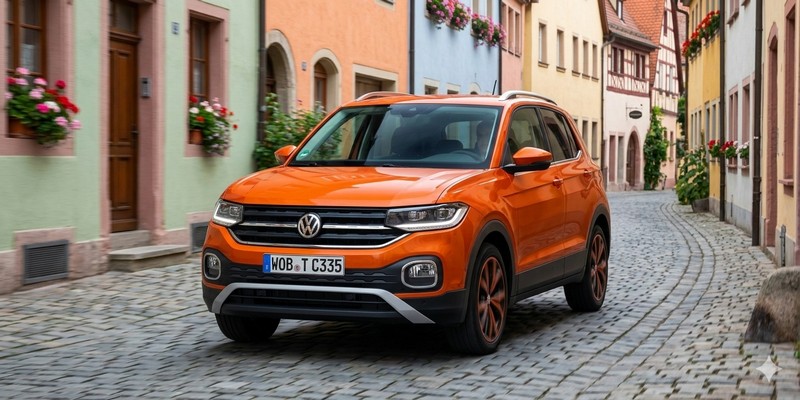 Volkswagen T-Cross nhỏ gọn và năng động len lỏi qua con phố cổ Châu Âu